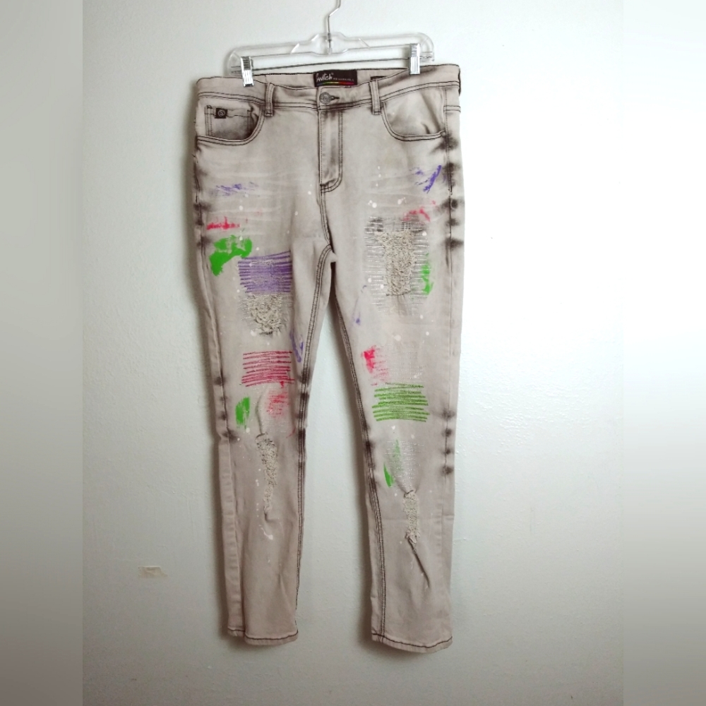 Switch Men's 36x30Remarkable Graffiti Print Slim Taper Fit  denim Pant